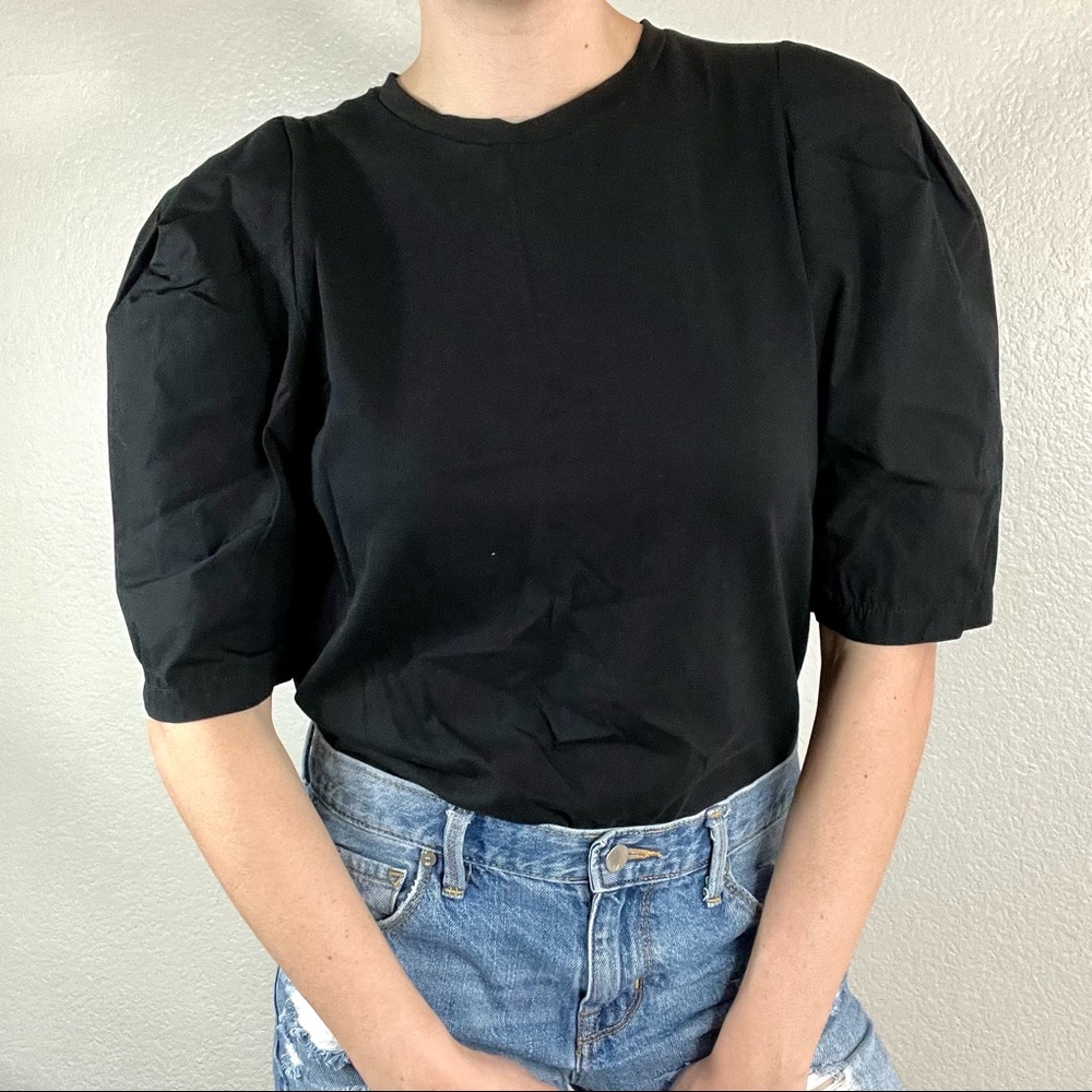 Zara Black Puff Sleeve Tee